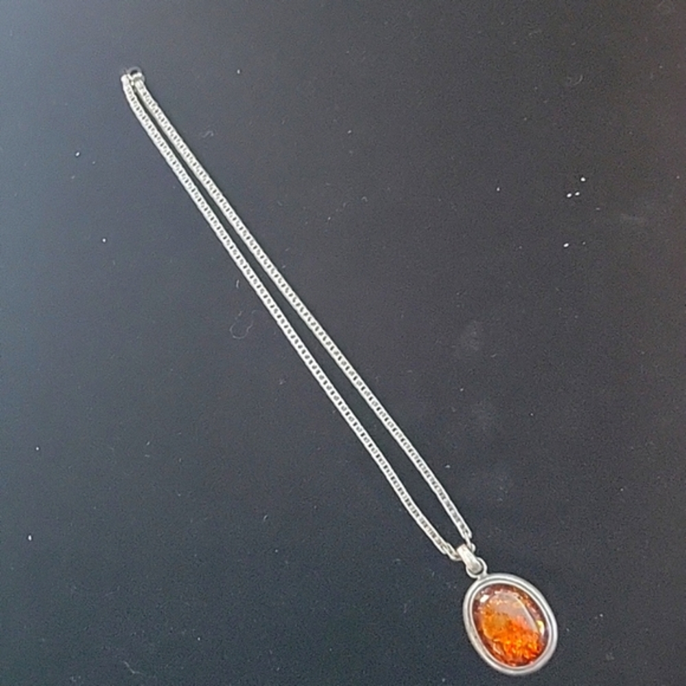 Silver and Amber Necklace